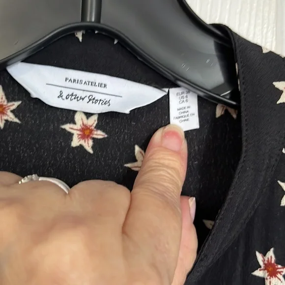 & OTHER STORIES FLORAL PRINTED RUFFLE BIB MIDI DRESS - Picture 9 of 15